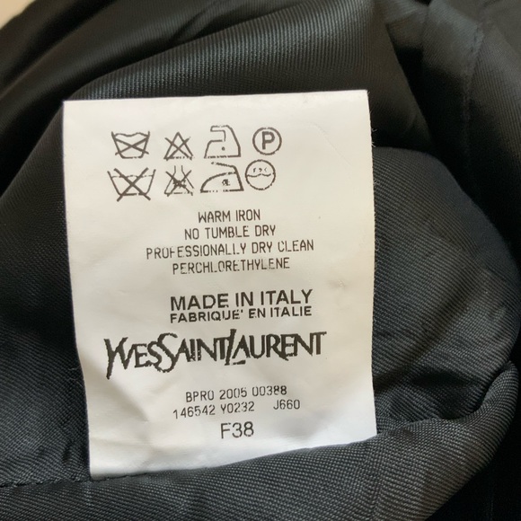Yves Saint Laurent Rive Gauche Black Cream Wool Cashmere Blend Straight Skirt 38 - Picture 9 of 10